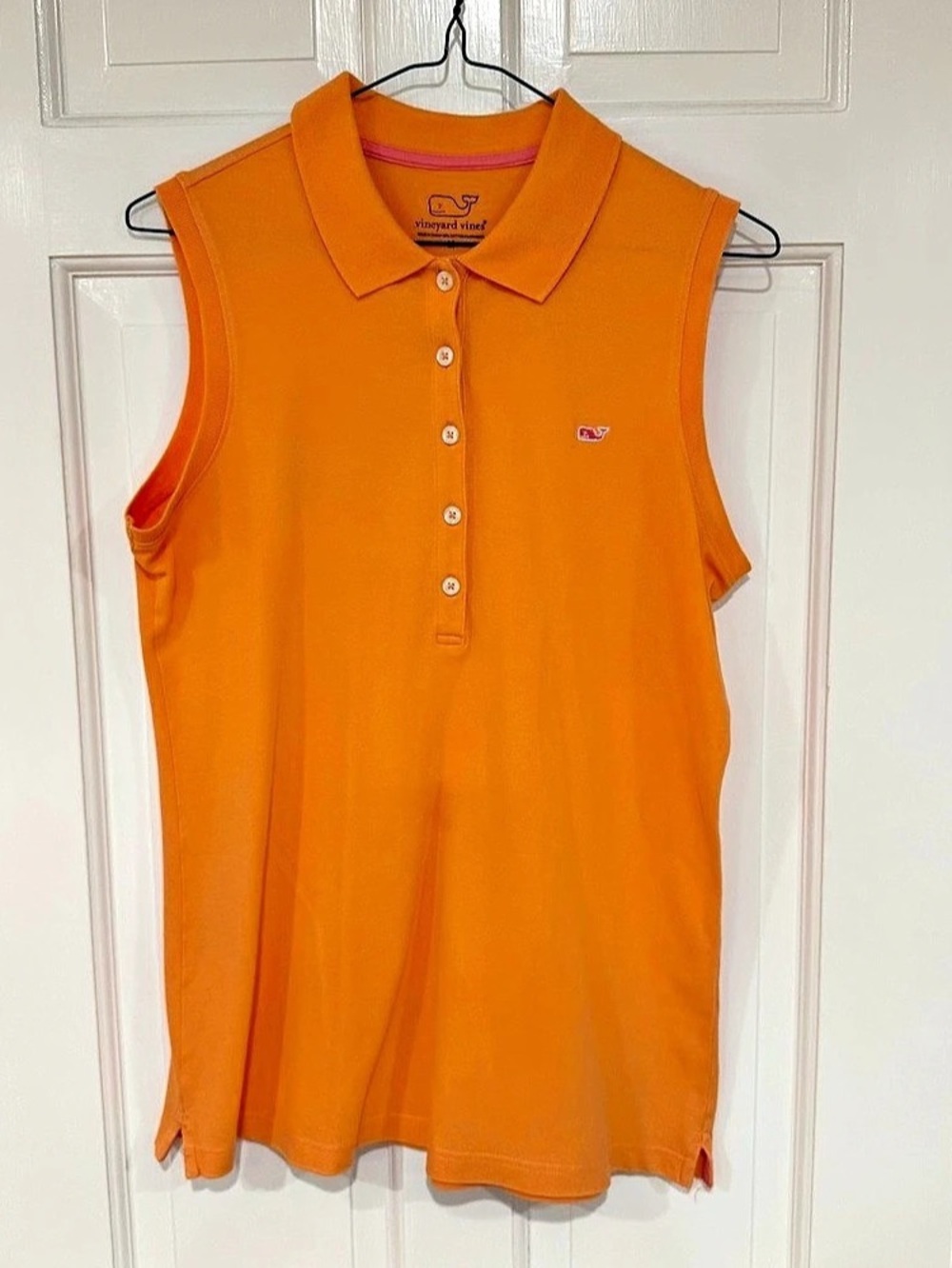 Vineyard Vines Women's Sleeveless Polo Shirt Orange Medium